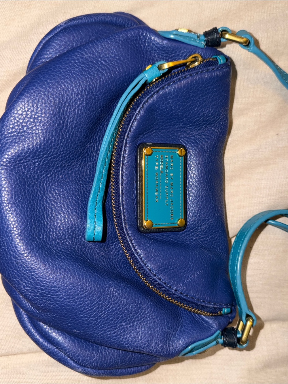 Marc Jacobs Two-Tone Blue Leather Crossbody with Teal Trim - Picture 2 of 7